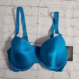 NEW Frederick's of Hollywood EXTREME Blue Satin Balconette Bra 32DD